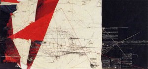 Mondo incandescente. Collage di stoffe e filo, 1988. maria lai