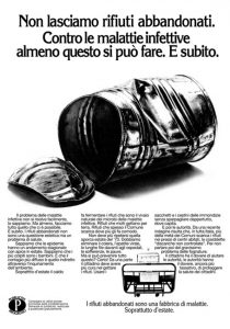 pubblicità progresso contro riofiuti abbandonati 1975 italia cctm caracas latino america