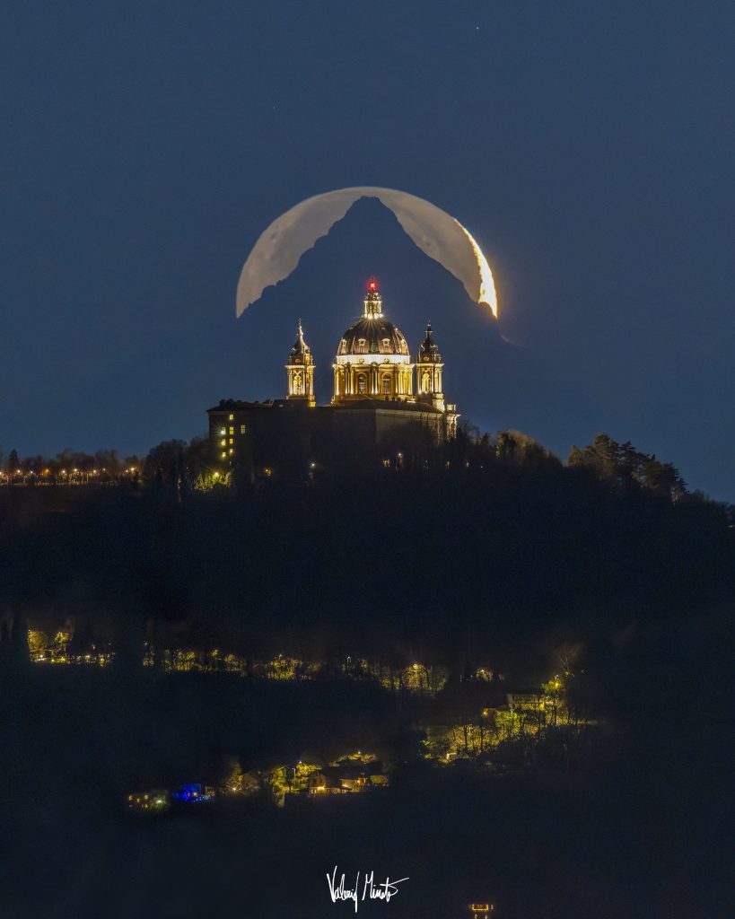 valerio minato Cathedral, Mountain, Moon Superga, la Luna e il Monviso cctm nasa fotografia