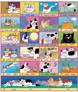 nicoletta costa disegnatori gatti alfabeto libri bambini scuola cctm a noi piace leggere