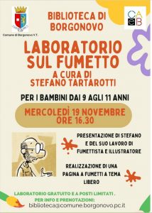 Stefano Tartarotti (Italia) cana Laboratorio sul fumetto alla Biblioteca Comunale di Borgonovo Val Tidone bambini cctm a noi piace leggere