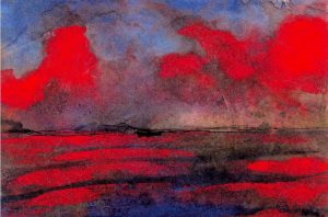 Emil Nolde (Danimarca) pittura Landscape in Red Light Paesaggio in luce rossa cctm arte pittura