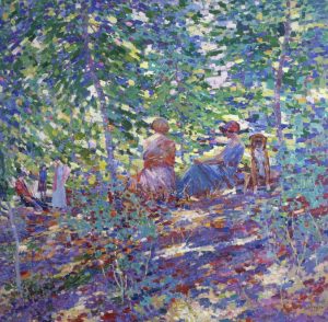 Luigi Bonazza (Italia) Siesta nel Bosco, 1918 Mart Tra Secessione e Déco arte pittura cctm