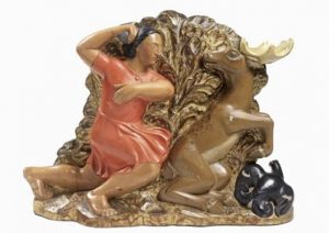 Guido Balsamo Stella, Diana cacciatrice, Diana the Huntress, 1925 - scultura in vetro policroma, polychrome glass sculpture cctm arte vetro Murano