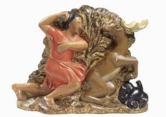 Guido Balsamo Stella, Diana cacciatrice,  Diana the Huntress, 1925 - scultura in vetro policroma, polychrome glass sculpture  cctm arte vetro Murano